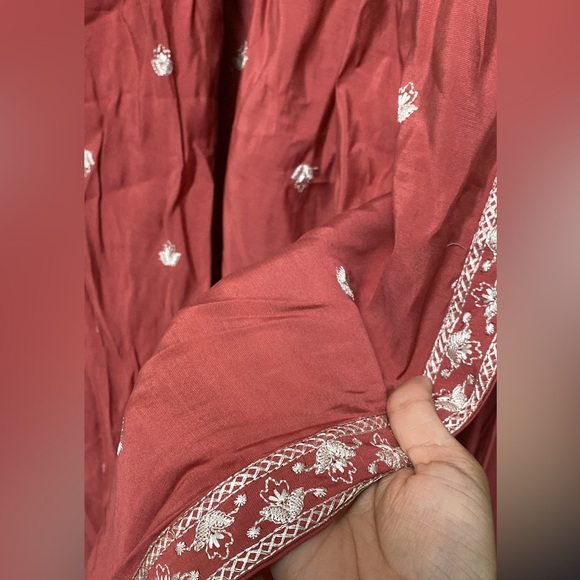 Red 3 pc suit shalwar kameez new - Picture 3 of 4